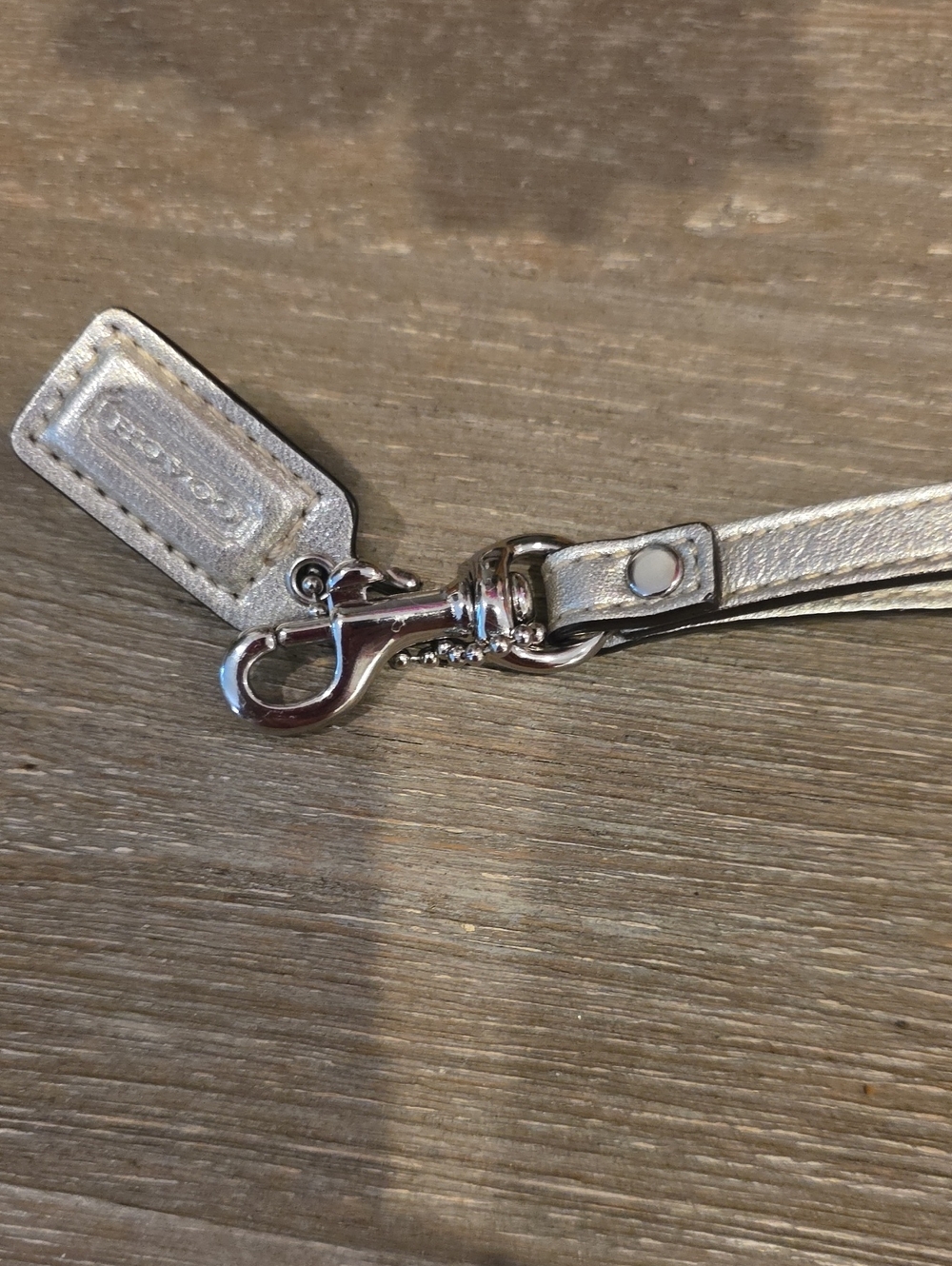 Coach Y2K Metallic Silver Mini Hangtag And Strap Like New - Picture 2 of 5